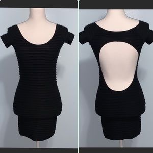 Ribbed Bodycon Dress Black Size S/M